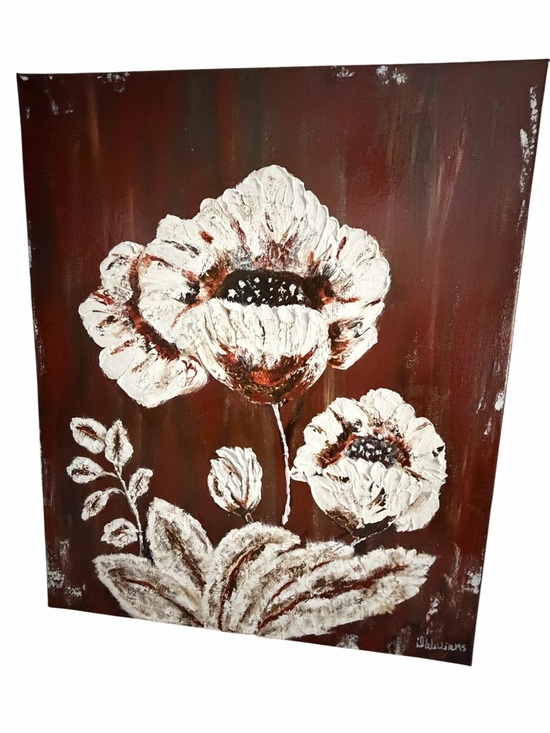 Other - Original Artwork Acrylic’s On Canvas Large  White Blooms against Deep Toned  Bac